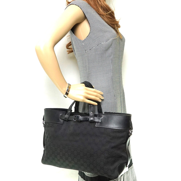 Pre-loved authentic Gucci Black Canvas Tote Hand Bag sale at jebwa