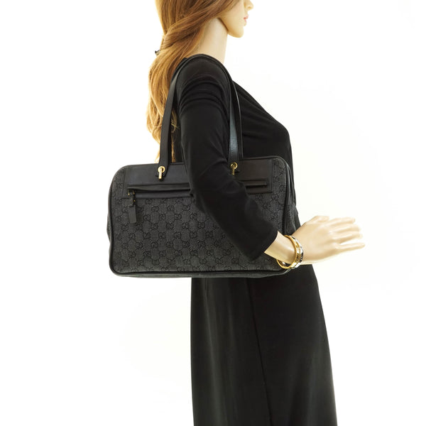 Gucci Gg Hand Bag Black Canvas
