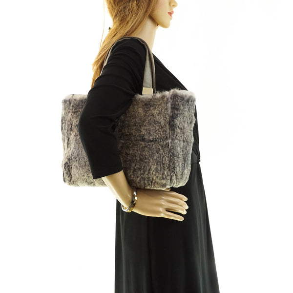 Chanel Tote Bag Gray Suede Leather