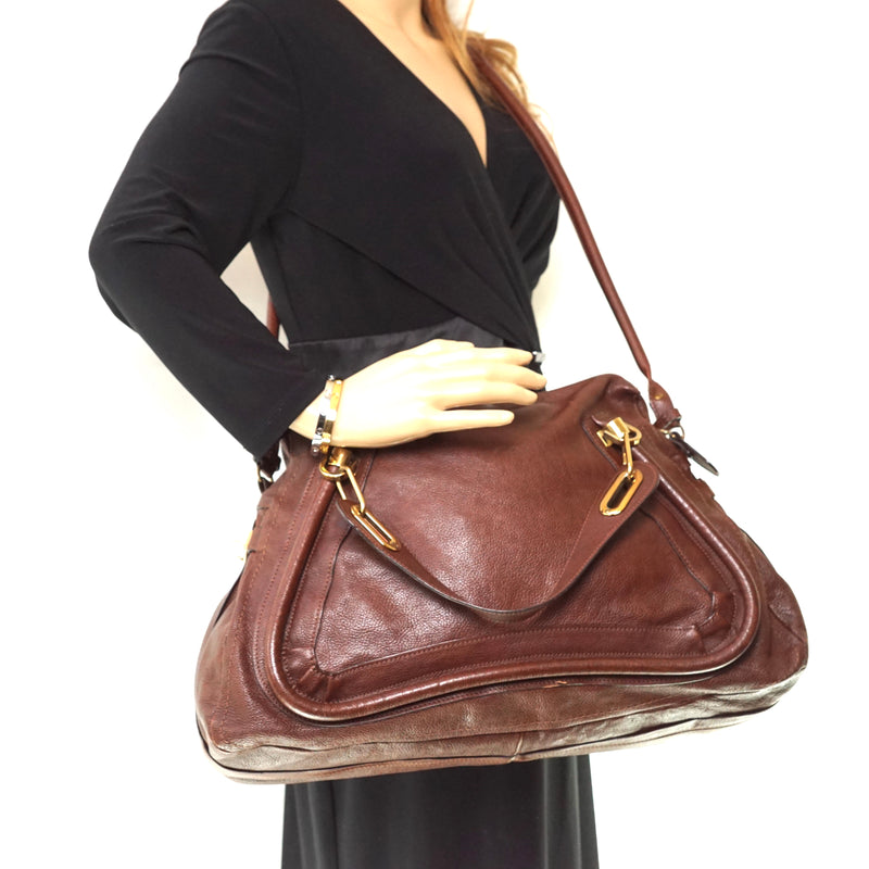 Pre-loved authentic Chloe Hand Bag Leather Brown sale at jebwa