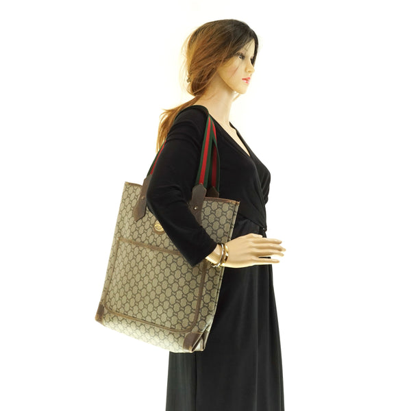 Pre-loved authentic Gucci Sherry Plus Tote Bag Brown sale at jebwa.