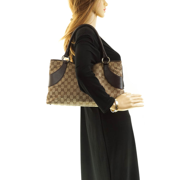 Gucci Gg Hand Bag Canvas Brown