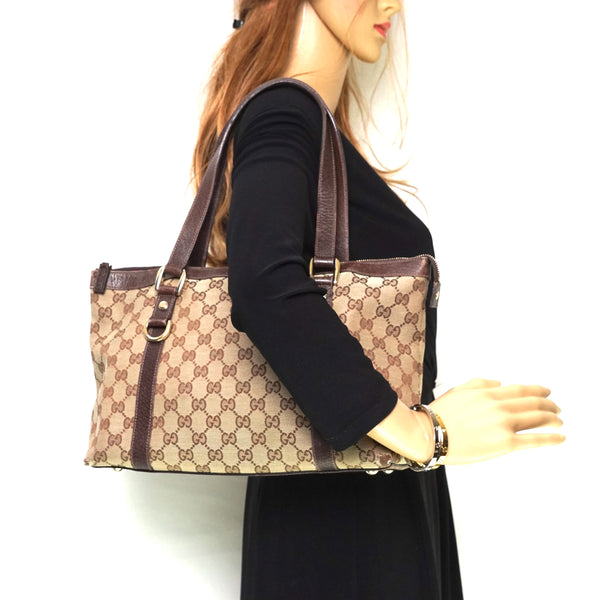 Pre-loved authentic Gucci Abbey Gg Tote Bag Brown sale at jebwa.