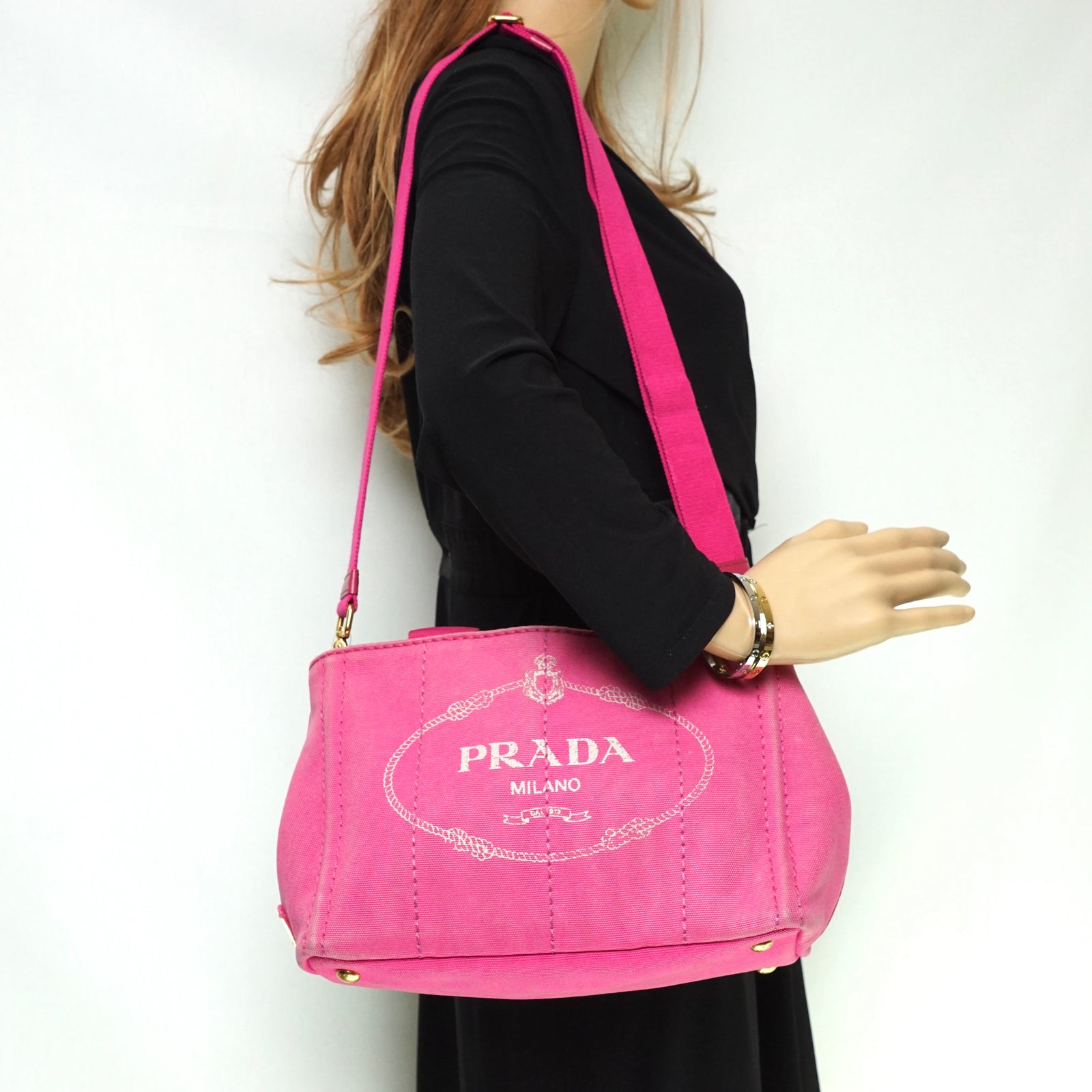 Prada Tote Bag Canapa Pink Canvas Prada Tote Bag Canapa Pink Canvas