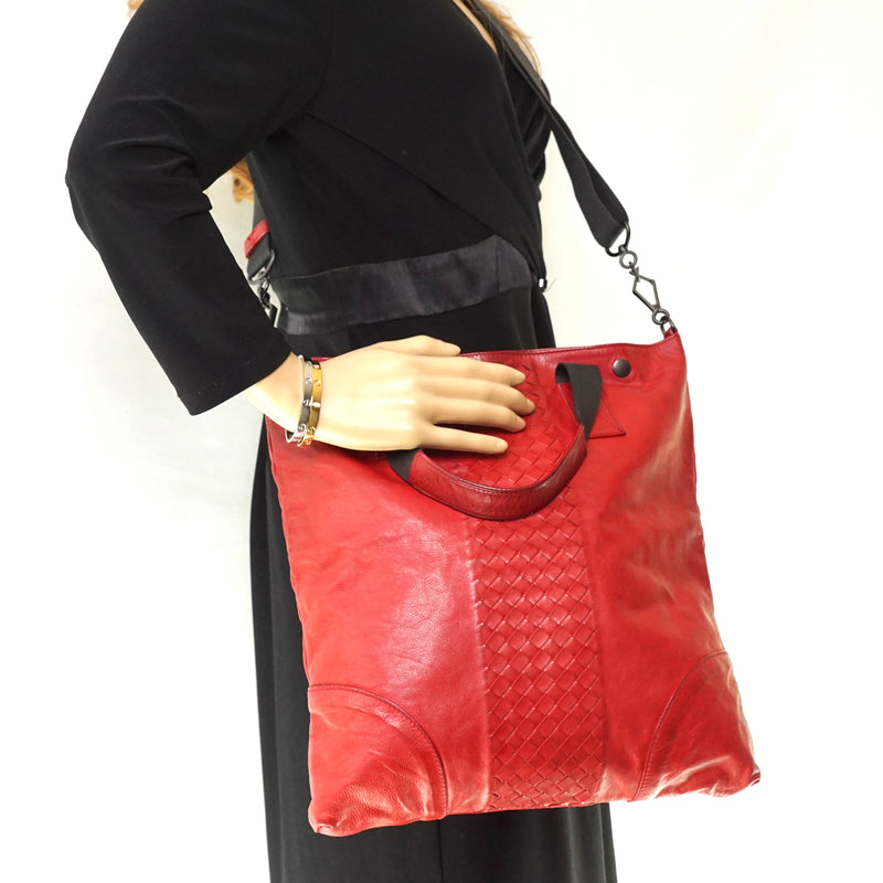 Bottega Veneta Tote Bag Red Leather