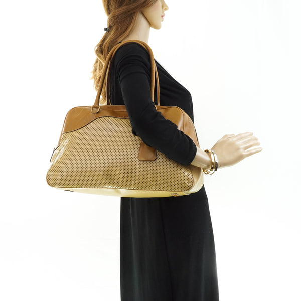 Prada Hand Bag Light Brown Leather