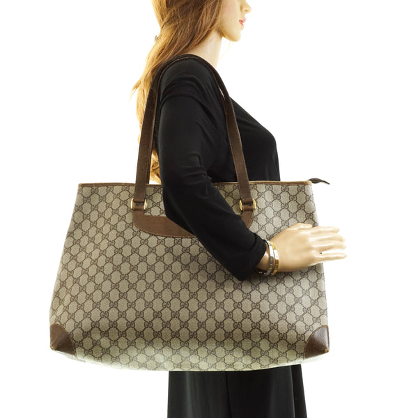 Gucci Tote Bag Brown Coated Canvas
