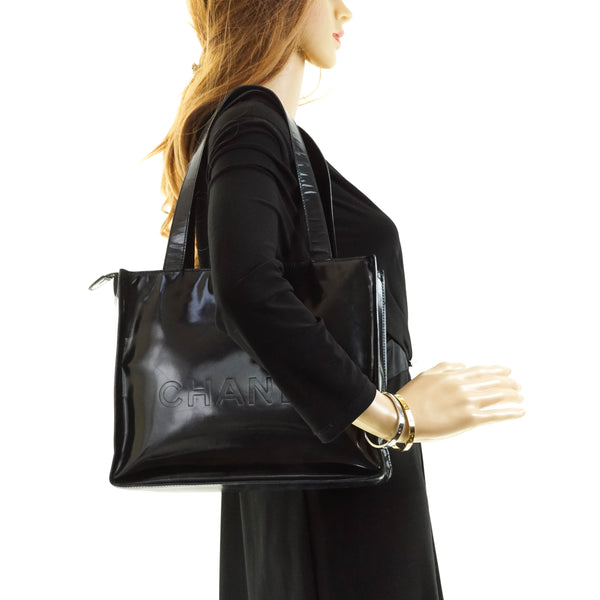 Chanel Tote Bag Black Enamel